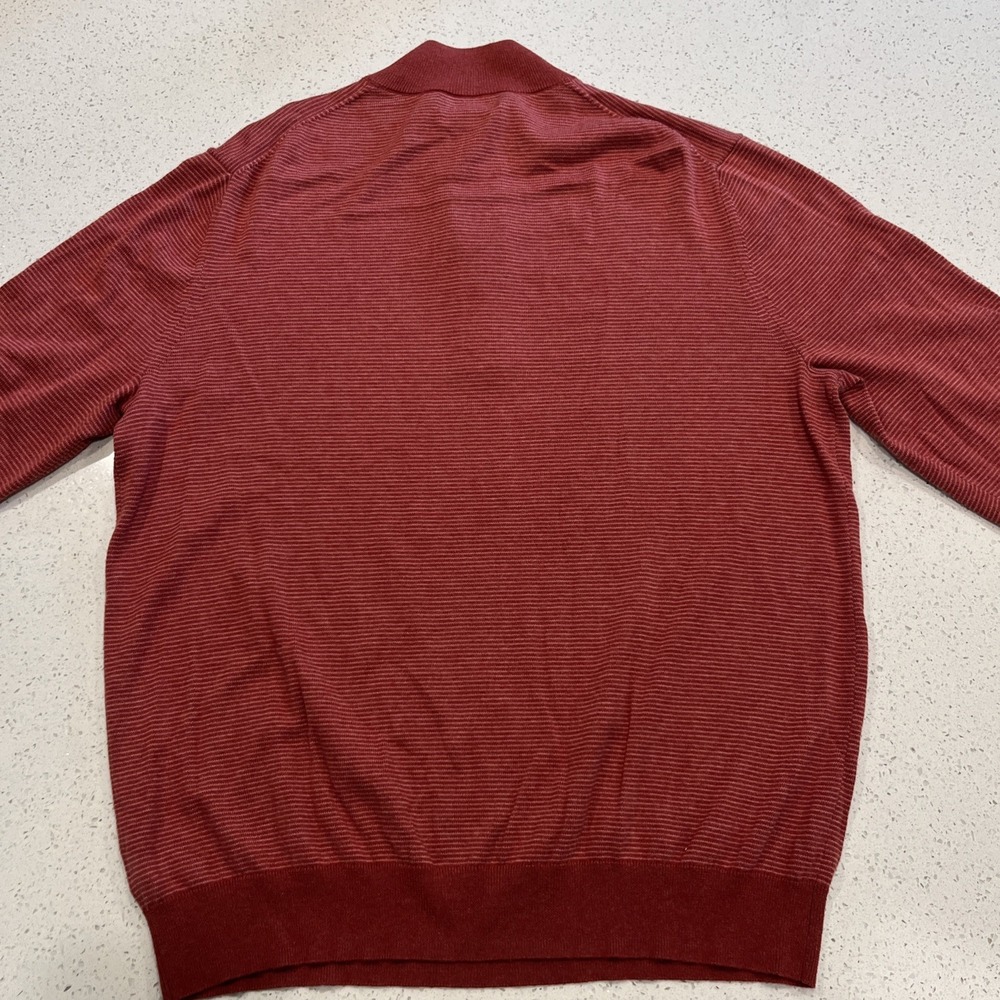 Vineyard Vines Sweater Mens Extra Large Red Quarter Zip Cotton Cashmere Striped - Picture 5 of 5